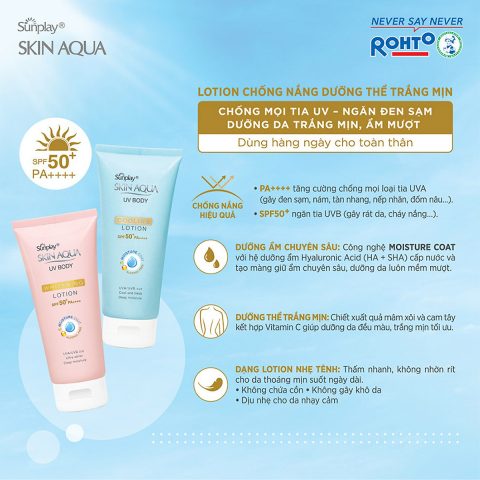 Kem chống nắng Sunplay Skin Aqua UV Body Lotion dưỡng thể trắng sáng