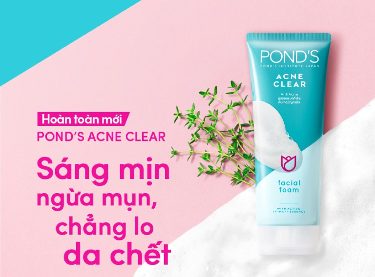 Sữa Rửa Mặt Pond’s Sáng Da Ngừa Mụn Pond’s Acne Clear 