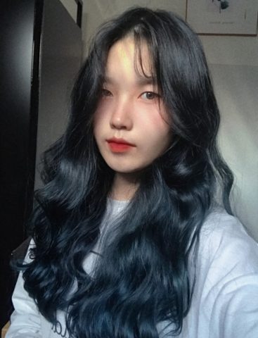 tóc màu xanh dương đen 2