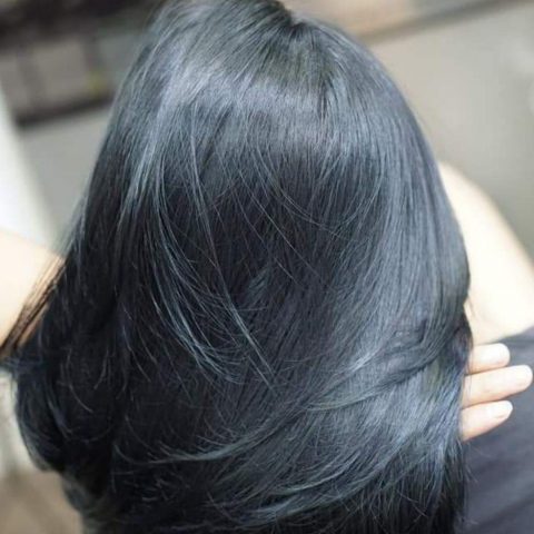 Tóc màu xanh dương đen pha khói 1