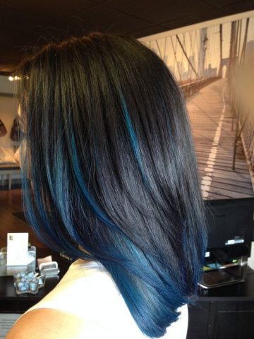 tóc màu xanh dương highlight 4