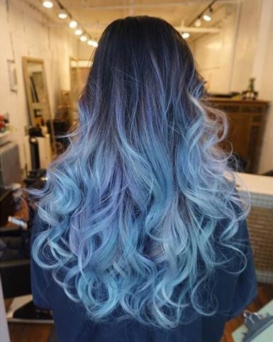 tóc màu xanh dương ombre 2