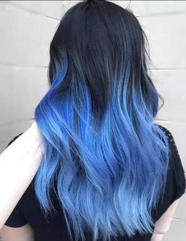 tóc màu xanh dương ombre