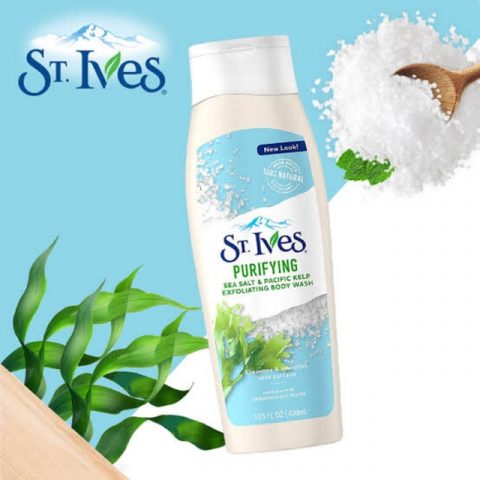 Sữa tắm có hạt St.Ives Renew & Purify Sea Salt Pacific Kelp Exfoliating Body Wash