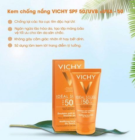  Kem chống nắng cho da khô Vichy Ideal Soleil SPF 50+ không nhờn rít
