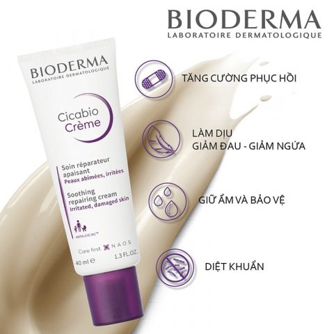 Kem dưỡng ẩm cho da nhạy cảm Bioderma Cicabio Soothing Reparing Cream