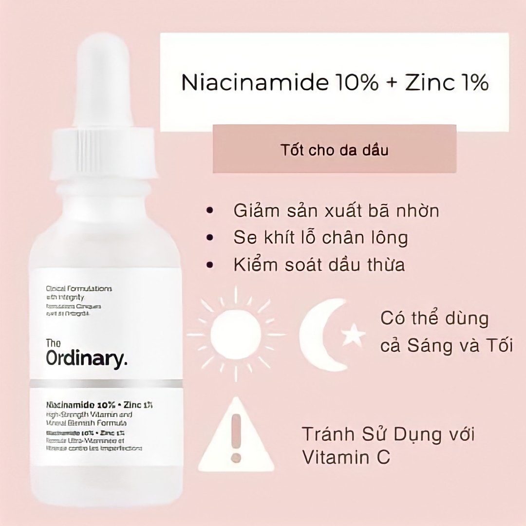 Serum trị mụn và thâm Ordinary Niacinamide 10% + Zinc 1%