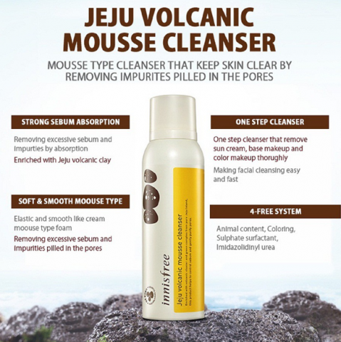 Sữa rửa mặt cho da hỗn hợp thiên dầu Innisfree Jeju Volcanic Mousse Cleanser