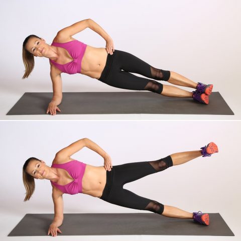 Plank with side leg lift
