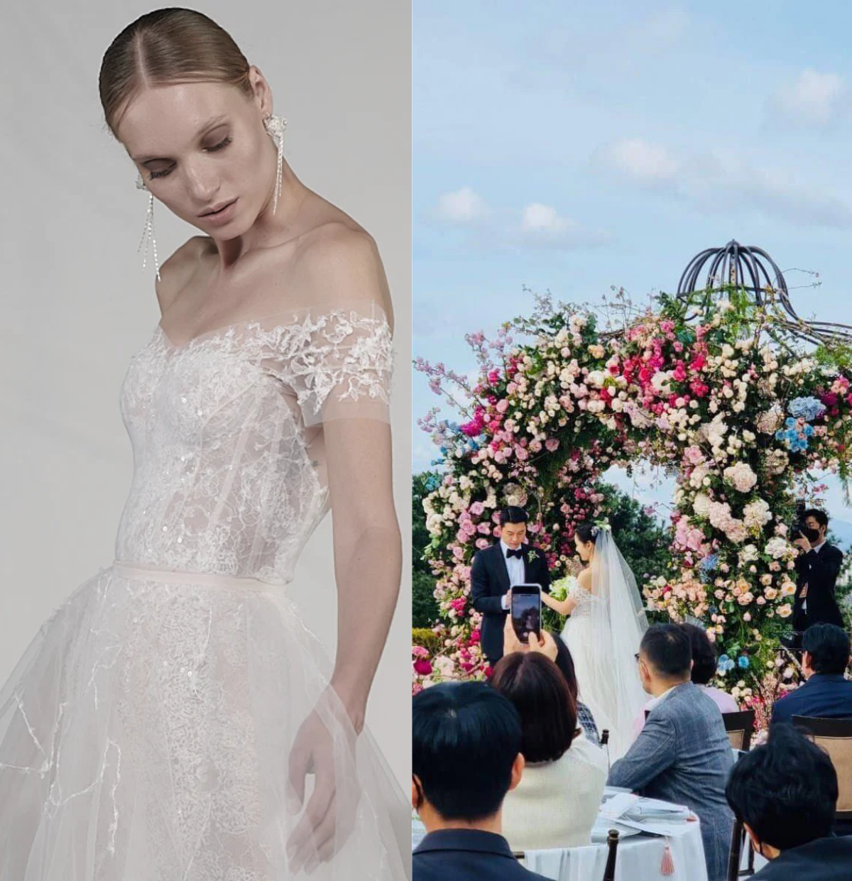 Trong lễ cưới chính thức diễn ra chiều nay, Son Ye Jin lại không diễn các mẫu váy trên mà lại chọn mẫu váy từ thương hiệu Mira Zwillinger 