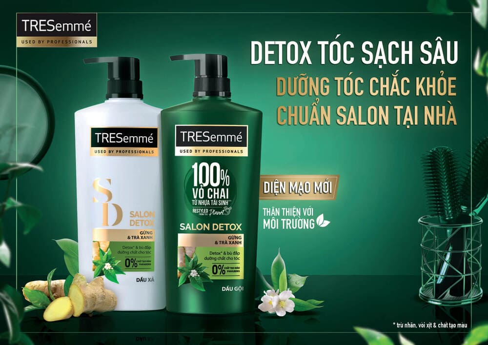 cách làm sạch da đầu với bộ dầu gội xả TRESemmé Salon Detox