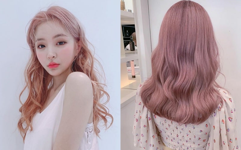Màu tóc nâu sữa pha hồng nhuộm sáng da - đẹp365