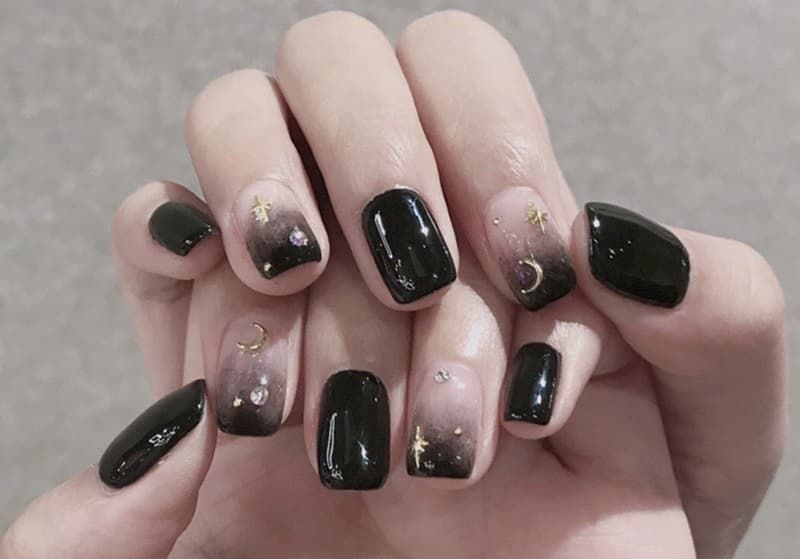 mẫu nail màu đen ombre - đẹp365