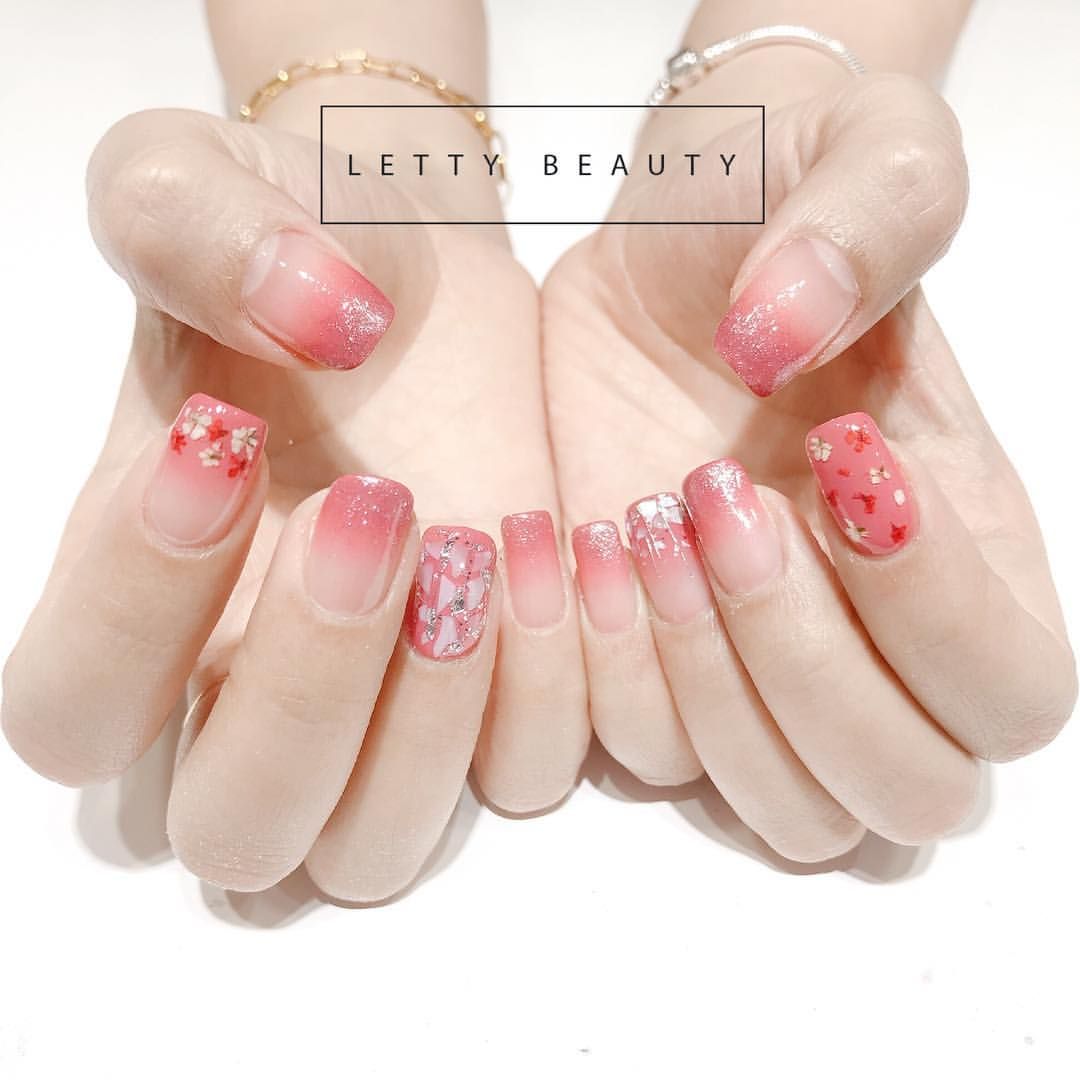 mẫu nail sơn thạch hồng - đẹp365