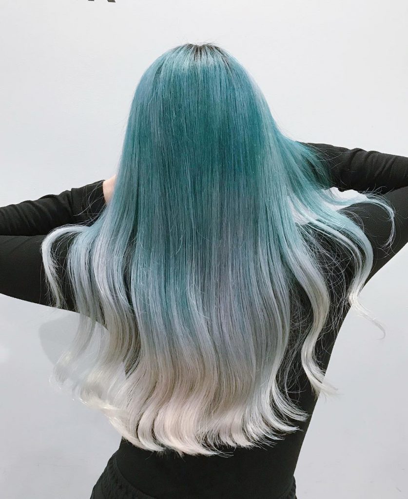  Tóc màu xanh khói pha rêu - đẹp365