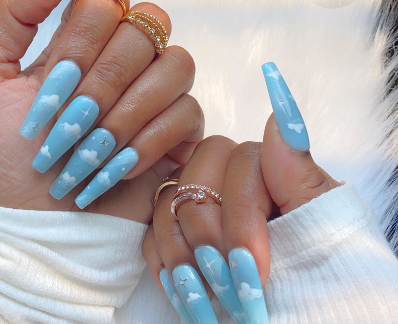 Những mẫu nail màu xanh dương nhạt đẹp nhất