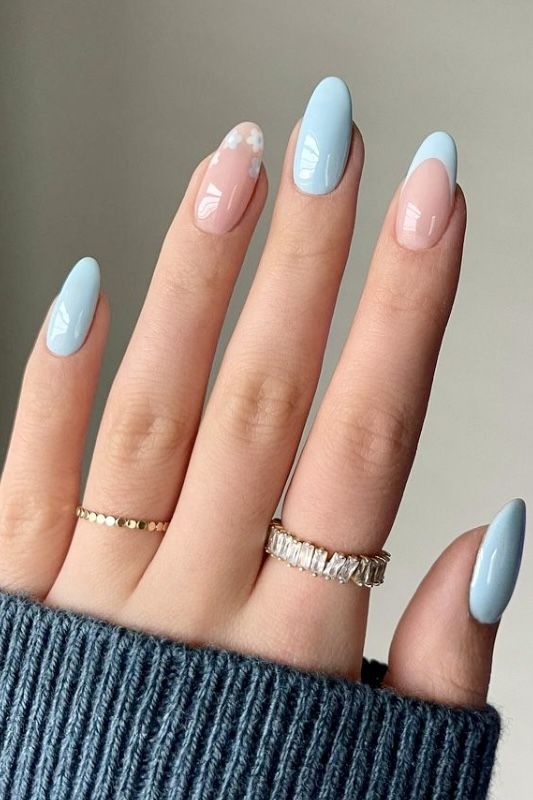 TOP 40 mẫu nail màu xanh dương nhạt đẹp cuốn hút nhất