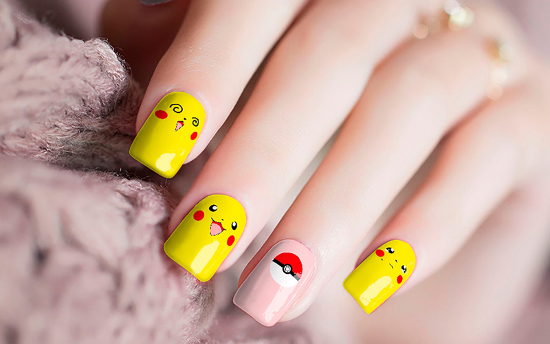 mẫu nail hoạt hình Pikachu cute