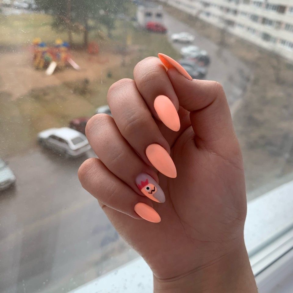 nail màu cam hồng