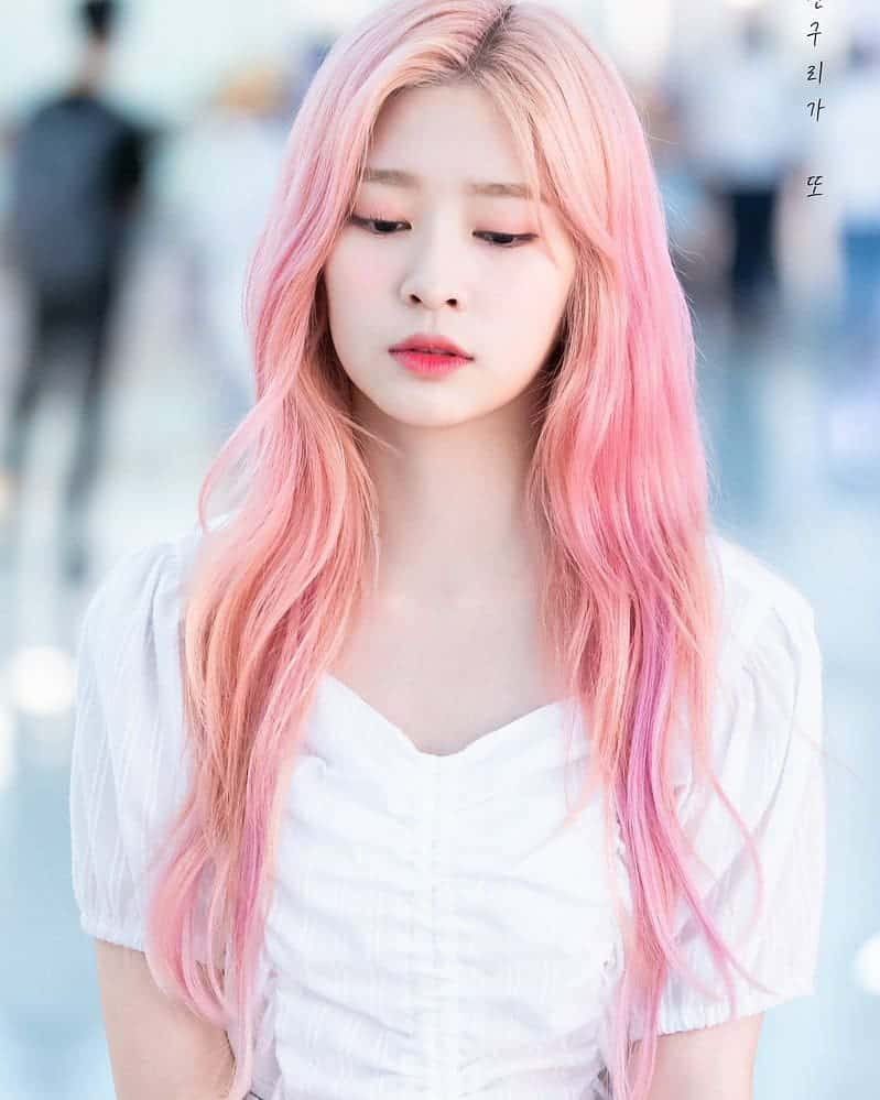 tóc nâu hồng pastel
